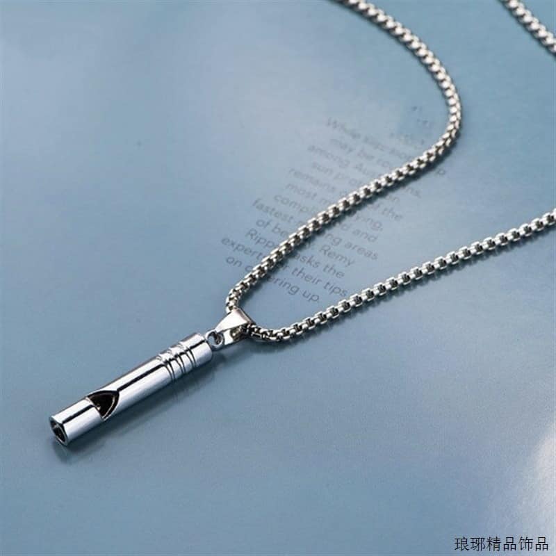 Picture of Blow Whistle Necklace Stainless Steel Silver Color Metal Chain for Men Silver 