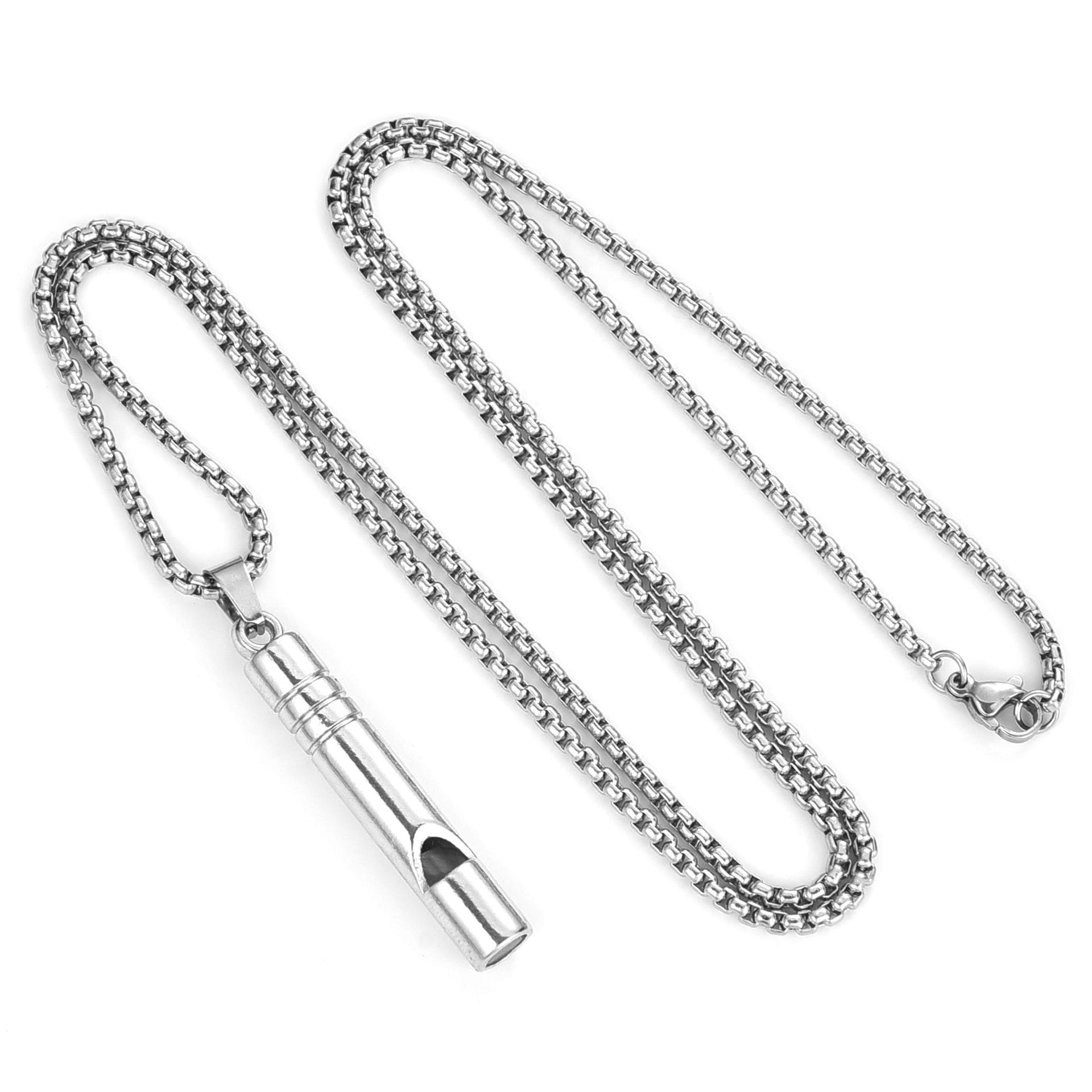 Picture of Blow Whistle Necklace Stainless Steel Silver Color Metal Chain for Men Silver 