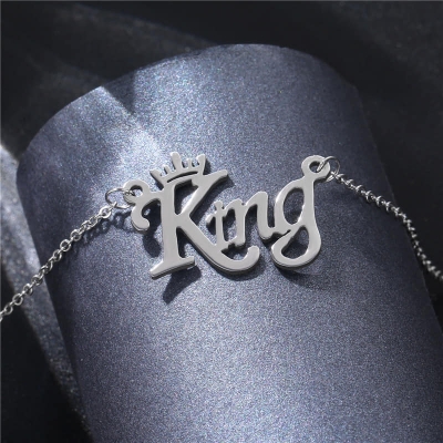 Picture of Fashion King New Pendant Necklace Men Punk Trendy Simple Stainless Steel Chain for Men Silver 