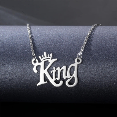 Picture of Fashion King New Pendant Necklace Men Punk Trendy Simple Stainless Steel Chain for Men Silver 
