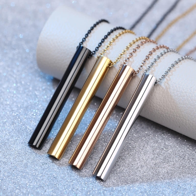 Picture of Stainless steel Mindful Breathing Necklace Chain Jewellery Gift  For Men Black 