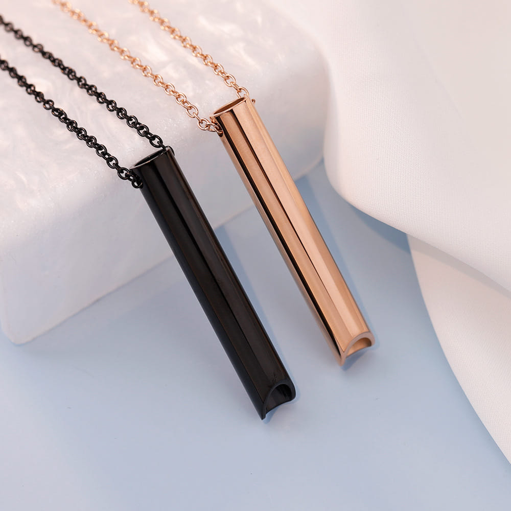 Picture of Stainless steel Mindful Breathing Necklace Chain Jewellery Gift  For Men Black 