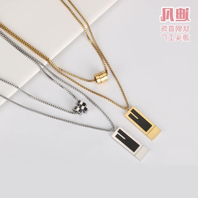 Picture of New Collection Silver Golden Stainless Steel Trendy Fashion Necklace For Men  
