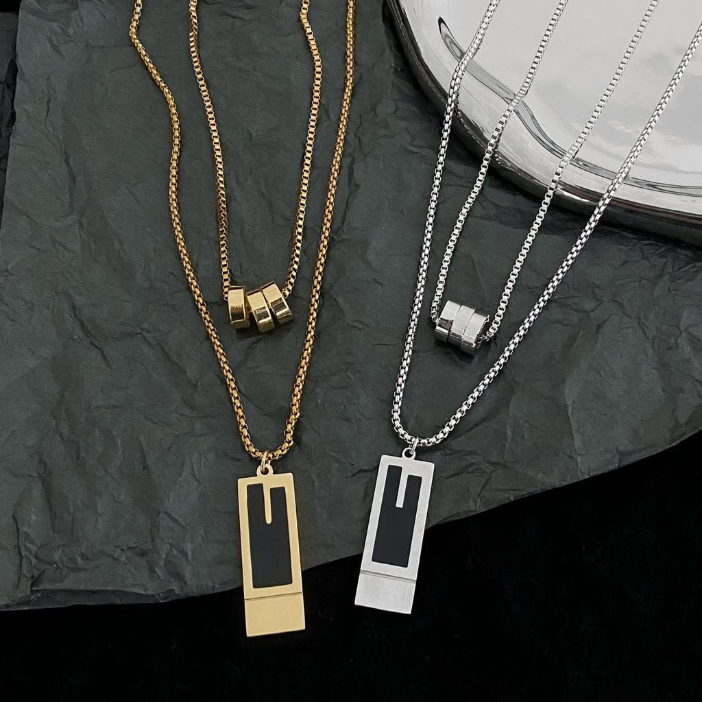 Picture of New Collection Silver Golden Stainless Steel Trendy Fashion Necklace For Men  