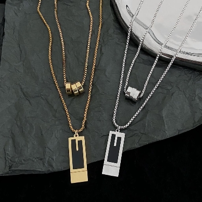 Picture of New Collection Silver Golden Stainless Steel Trendy Fashion Necklace For Men  