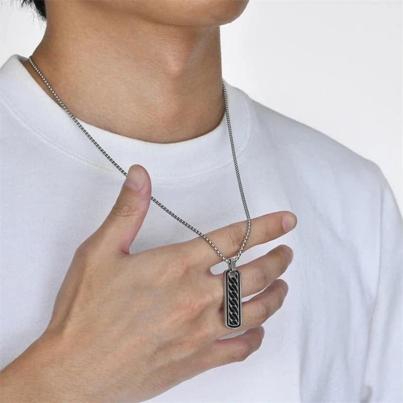 Picture of New Trendy Stainless Steel Chain Pattern Bar Party Jewelry  Necklace Chain For Men  