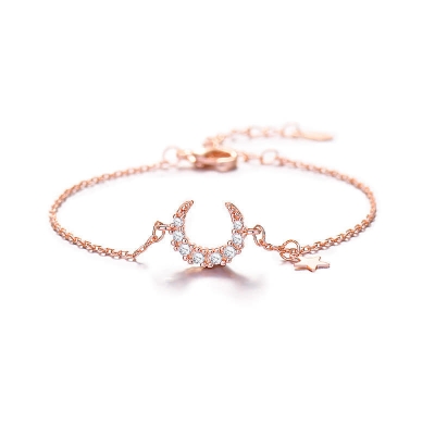 Picture of New Korean Simple Pearl Star Moon Crystal Bracelet  