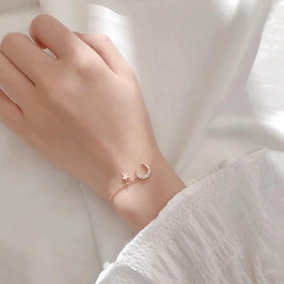 Picture of New Korean Simple Pearl Star Moon Crystal Bracelet  