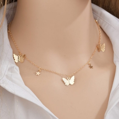 Picture of Cute Zircon Butterfly  Necklace for Women  Adjustable