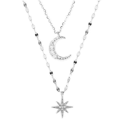 Picture of New Cute Zircon Moon Pendant Necklace for Women  Adjustable