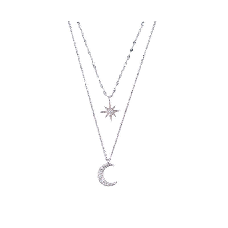 Picture of New Cute Zircon Moon Pendant Necklace for Women  Adjustable