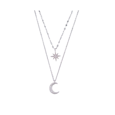 Picture of New Cute Zircon Moon Pendant Necklace for Women  Adjustable