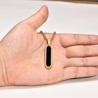 Picture of Bar Pendant Necklace For Men Stainless Steel Box Chain Pendant Men’s Necklace Jewelry  