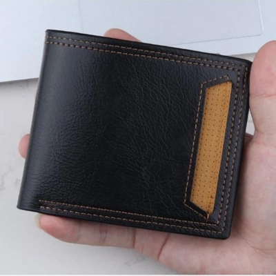 Picture of Men Wallets Credit Card/ID Holder Vintage Brand Male Wallet High Quality PU Leather Photo Holder Foldable Short Men Purse  