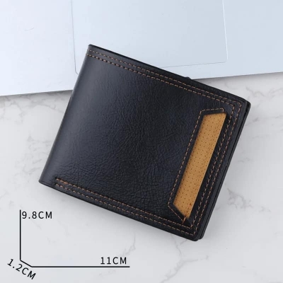 Picture of Men Wallets Credit Card/ID Holder Vintage Brand Male Wallet High Quality PU Leather Photo Holder Foldable Short Men Purse  