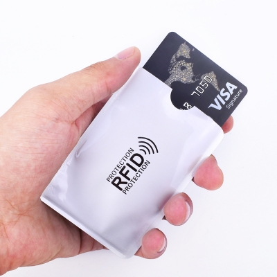 Picture of Foil Anti-Demagnetisation Cover RFID Shielding Bag NFC Credit Card Anti-Theft Brush ID Card Protector  