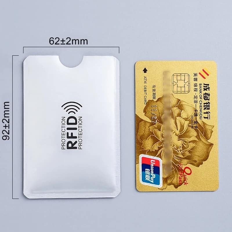 Picture of Foil Anti-Demagnetisation Cover RFID Shielding Bag NFC Credit Card Anti-Theft Brush ID Card Protector  