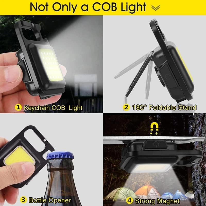 Picture of Super Bright MINI COB Keychain Flashlight Charging Lamp Camping Lights with Magnet 4 Lighting Modes for Camping Home  