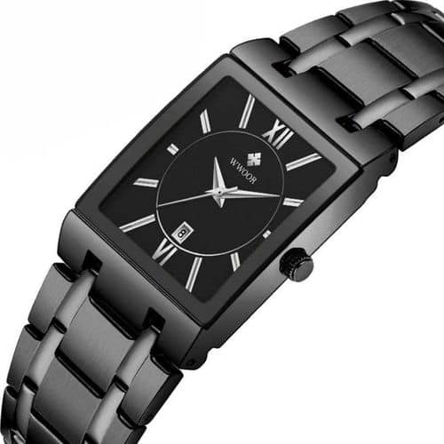 Picture of Full Black Men's Analog Quartz Watch with Date Waterproof Stainless Steel Fashion Business Casual Unisex Gift Black 
