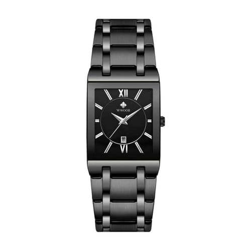 Picture of Full Black Men's Analog Quartz Watch with Date Waterproof Stainless Steel Fashion Business Casual Unisex Gift Black 