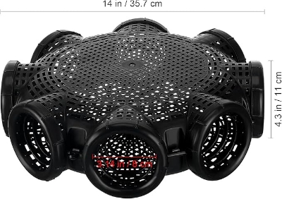 Picture of Holes Catch Mixed Fish Trap Crayfish Catcher Outdoor Fishing Net Cage Plastic Fish Trap Cage Easy to Install Black  