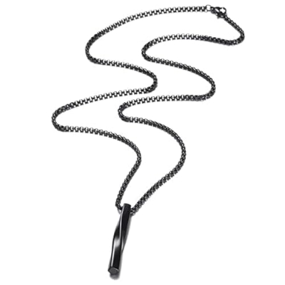Picture of Van Heusen Men's Stainless Steel Black Vertical Bar Pendant Necklace Black 