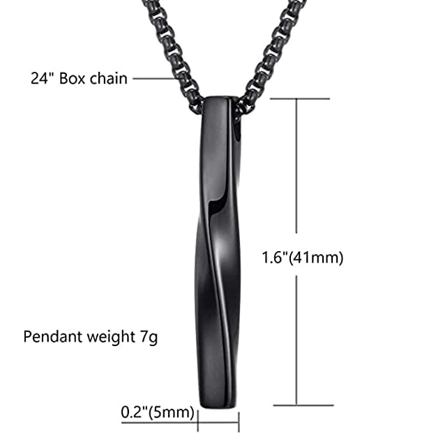 Picture of Van Heusen Men's Stainless Steel Black Vertical Bar Pendant Necklace Black 