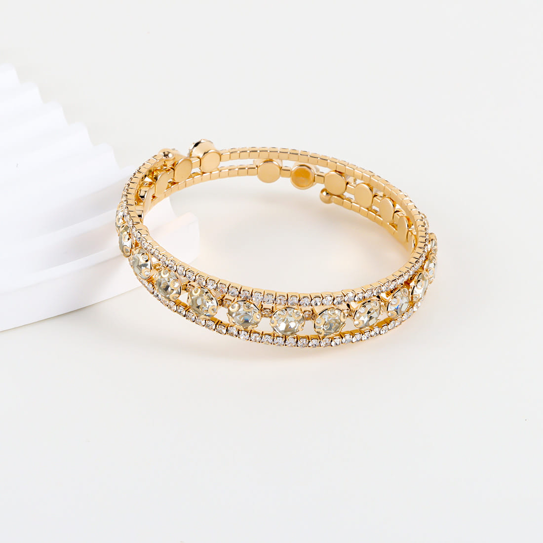 Picture of Korean Crystal Bracelet Adjustable  Bangle  Open Bracelet For  Women Gold 