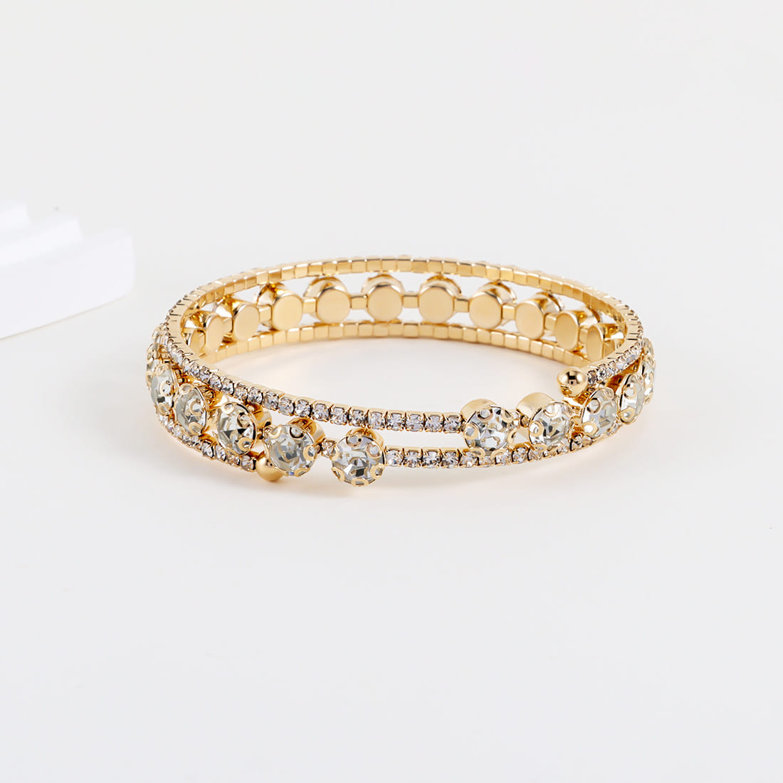 Picture of Korean Crystal Bracelet Adjustable  Bangle  Open Bracelet For  Women Gold 