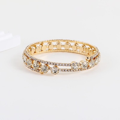 Picture of Korean Crystal Bracelet Adjustable  Bangle  Open Bracelet For  Women Gold 