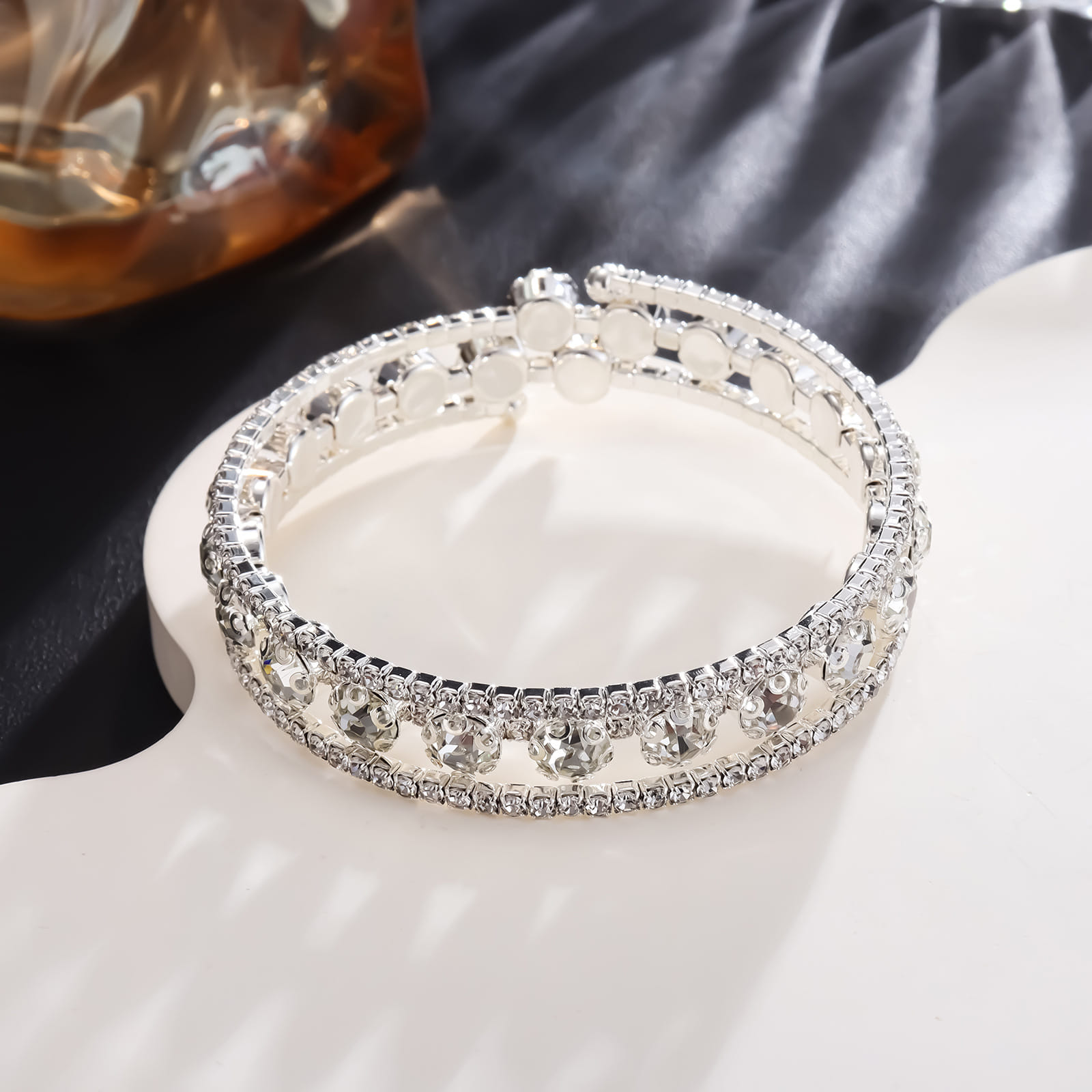 Picture of Fashion Crystal Bracelet for Women Wedding Bangle Hand Jewelry-Bracelet For  Women Silver 