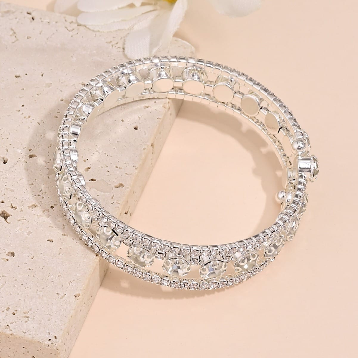 Picture of Fashion Crystal Bracelet for Women Wedding Bangle Hand Jewelry-Bracelet For  Women Silver 