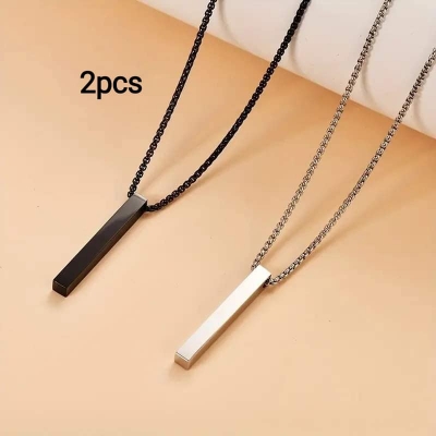 Picture of Men's Bar Pendant Necklace Collier Neck Chain for Men & Boys  