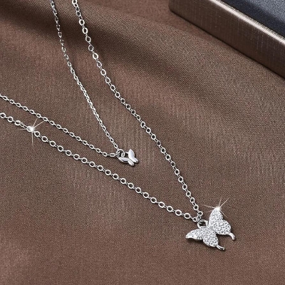 Picture of Double-Layer butterfly necklace jewellery for woman Silver 