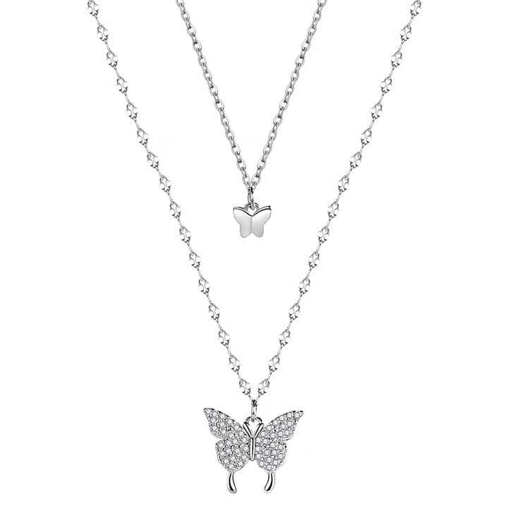 Picture of Double-Layer butterfly necklace jewellery for woman Silver 