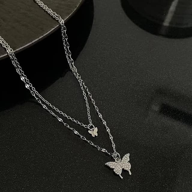 Picture of Double-Layer butterfly necklace jewellery for woman Silver 
