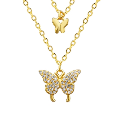 Picture of Fashionable Chain Double Layer Butterfly Necklaces for women New Collection Gold 