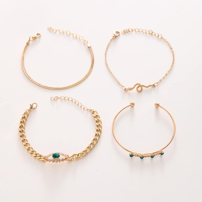 Picture of 4 Pcs/ Set Bracelets Crystal Circle Arrow Bracelet For Women Bohemian Adjustable Charm Bangle Chain Jewelry Gift - Breslet For Women Gold 