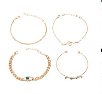 Picture of 4 Pcs/ Set Bracelets Crystal Circle Arrow Bracelet For Women Bohemian Adjustable Charm Bangle Chain Jewelry Gift - Breslet For Women Gold 