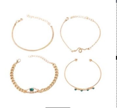 Picture of 4 Pcs/ Set Bracelets Crystal Circle Arrow Bracelet For Women Bohemian Adjustable Charm Bangle Chain Jewelry Gift - Breslet For Women Gold 