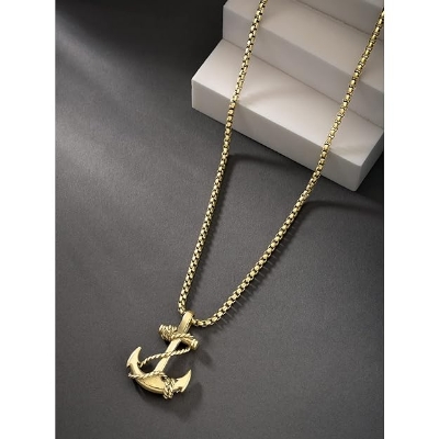 Picture of Stylish Addition - Fashion New Pendant Necklace Men Punk Trendy Simple Stainless Steel Chain Jewellery Gift - Modern - Choice Expression Gold 