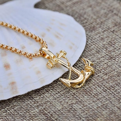 Picture of Stylish Addition - Fashion New Pendant Necklace Men Punk Trendy Simple Stainless Steel Chain Jewellery Gift - Modern - Choice Expression Gold 