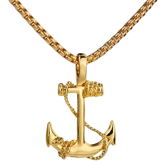 Picture of Stylish Addition - Fashion New Pendant Necklace Men Punk Trendy Simple Stainless Steel Chain Jewellery Gift - Modern - Choice Expression Gold 