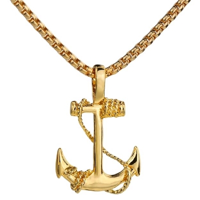 Picture of Stylish Addition - Fashion New Pendant Necklace Men Punk Trendy Simple Stainless Steel Chain Jewellery Gift - Modern - Choice Expression Gold 