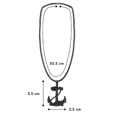 Picture of Stainless Steel Sea Anchor Sailor Men Necklaces Chain Pendants  For Men Black 