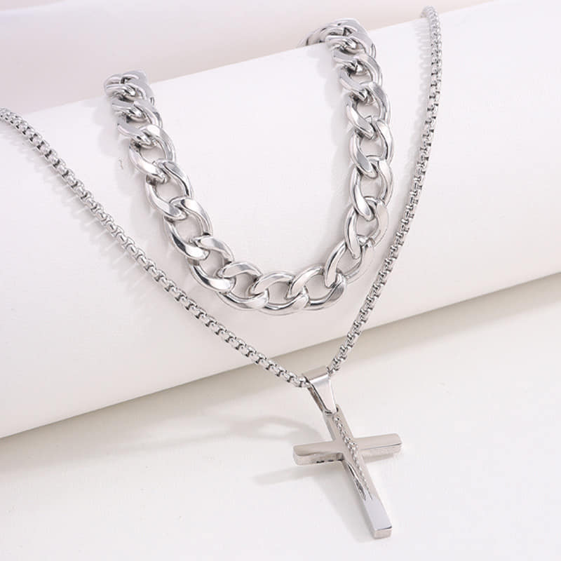 Picture of Fashionable Pendant Necklace, Bracelet & Ring Set for Everyday Chic Style-Combo Set  for Men Silver 