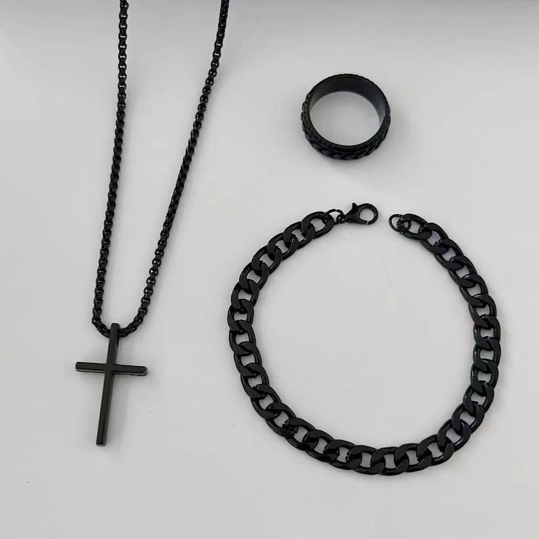Picture of Fashionable Pendant Necklace, Bracelet & Ring Set for Everyday Chic Style-Combo Set  for Men  