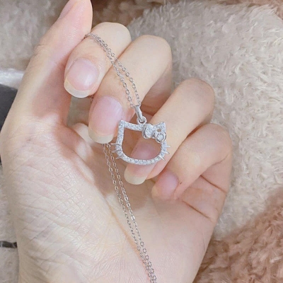 Picture of New Cute Hello Kitty Necklace Chain For Women Silver 