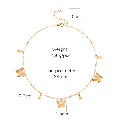Picture of Butterfly Charm Pendant Choker Necklace for Women Gold 