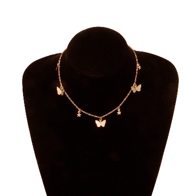 Picture of Butterfly Charm Pendant Choker Necklace for Women Gold 